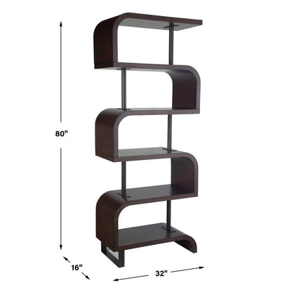 Orta 80 in. Mahogany Veneer Etagere