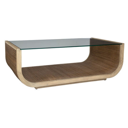 Esterna 53 in. Coffee Table with Woven Wood Detailing