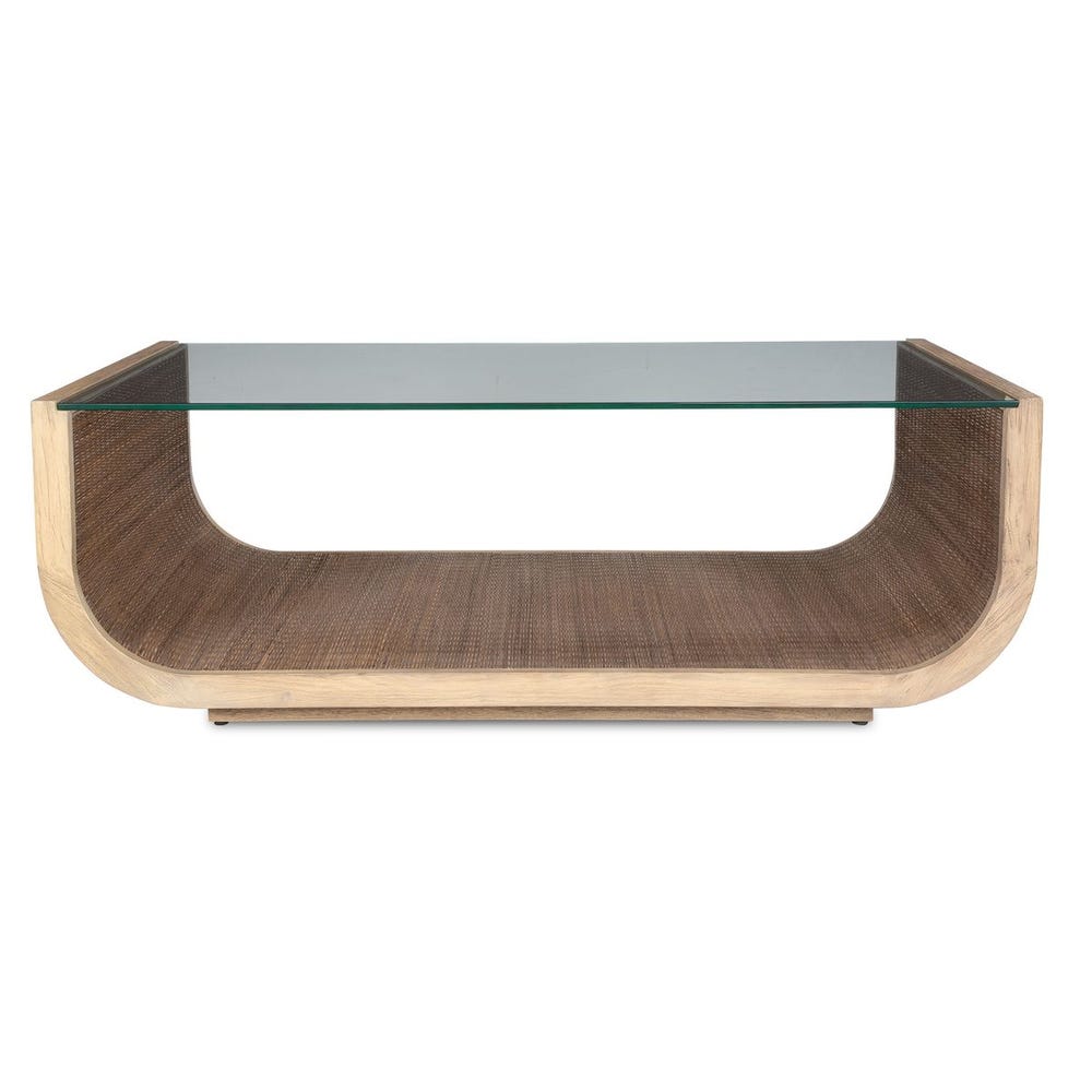 Esterna 53 in. Coffee Table with Woven Wood Detailing