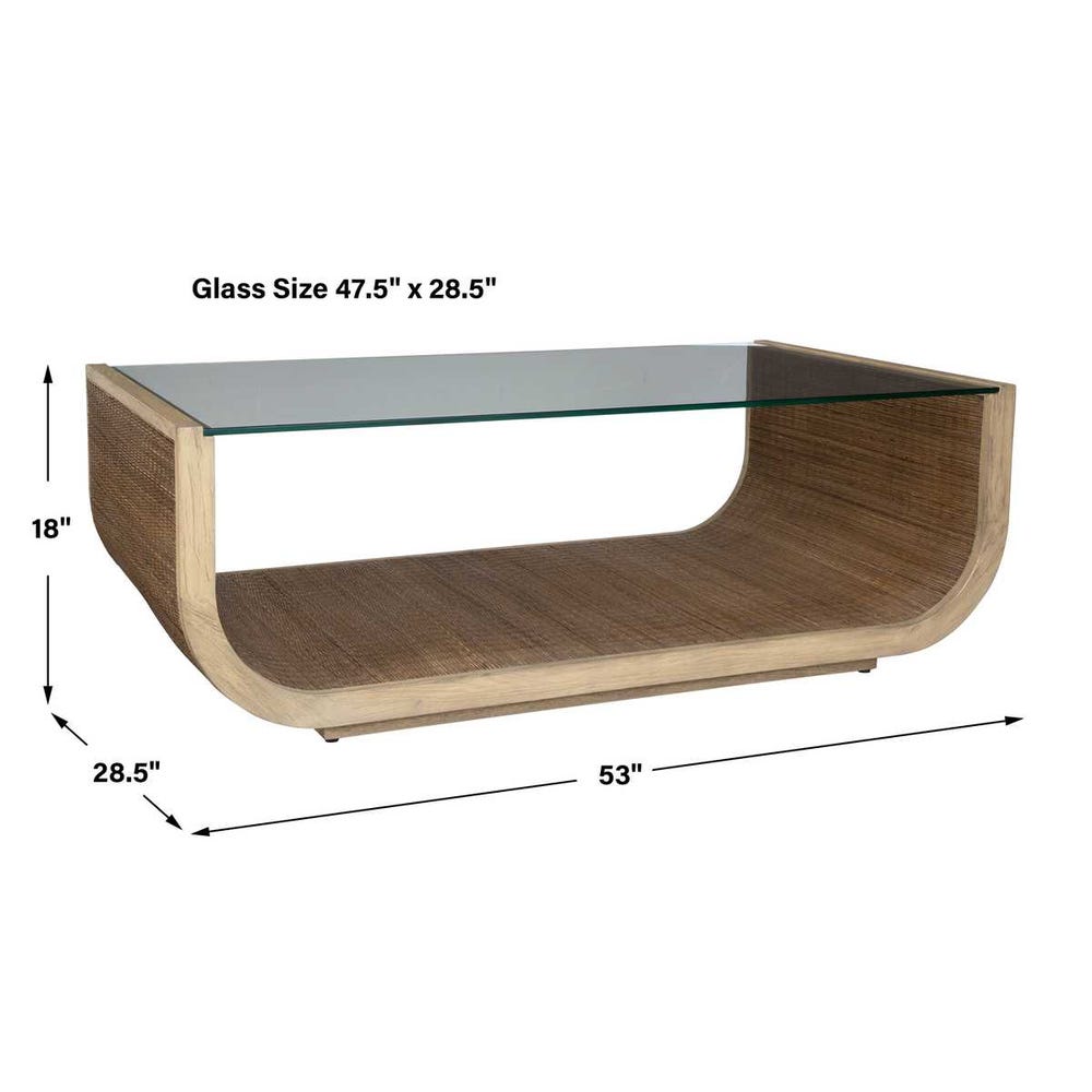 Esterna 53 in. Coffee Table with Woven Wood Detailing