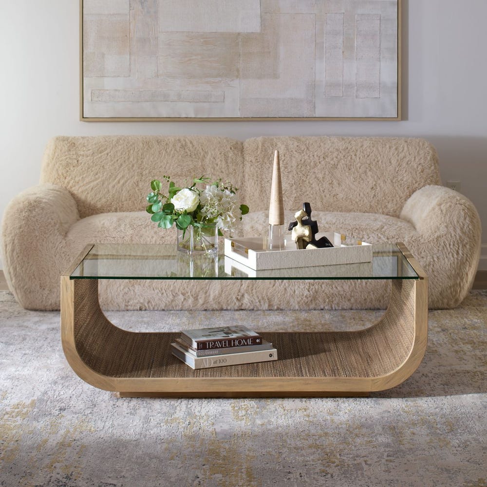 Esterna 53 in. Coffee Table with Woven Wood Detailing