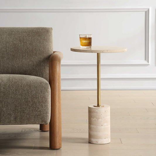 Cerbaia 24 in. Travertine Top Accent Table