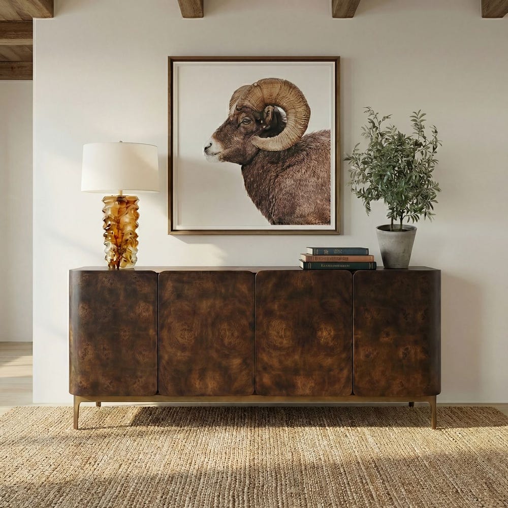 Piacenza 74 in. Mappa Burl Veneer Cabinet