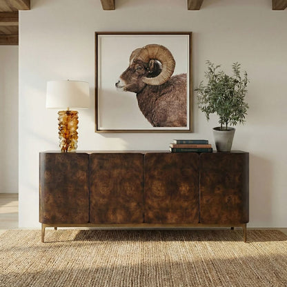 Piacenza 74 in. Mappa Burl Veneer Cabinet