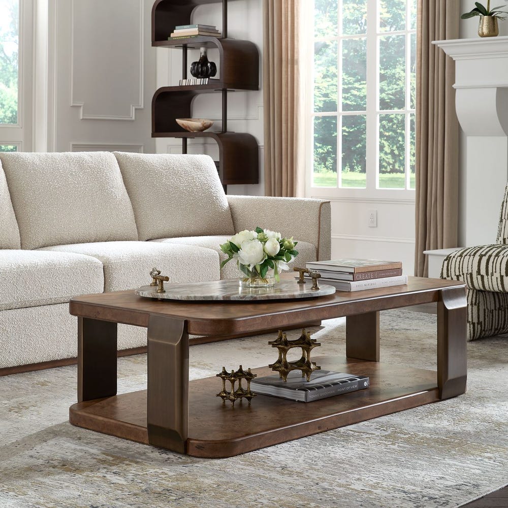 Selvana 54 in. Mappa Burl Veneer Coffee Table