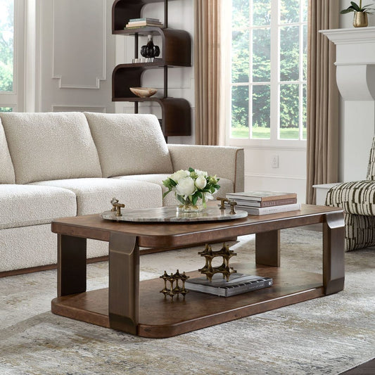 Selvana 54 in. Mappa Burl Veneer Coffee Table