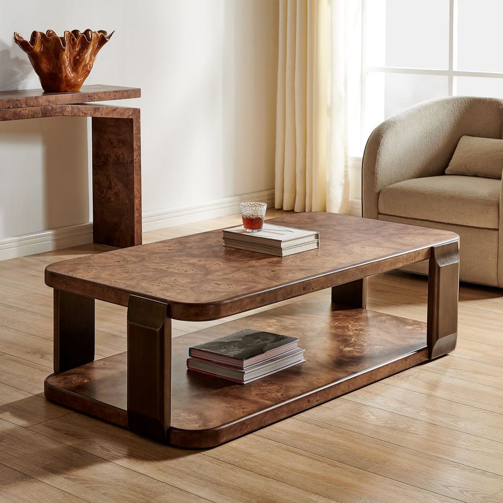 Selvana 54 in. Mappa Burl Veneer Coffee Table