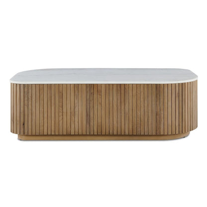 Cuturella 52 in. Wood and Marble Coffee Table