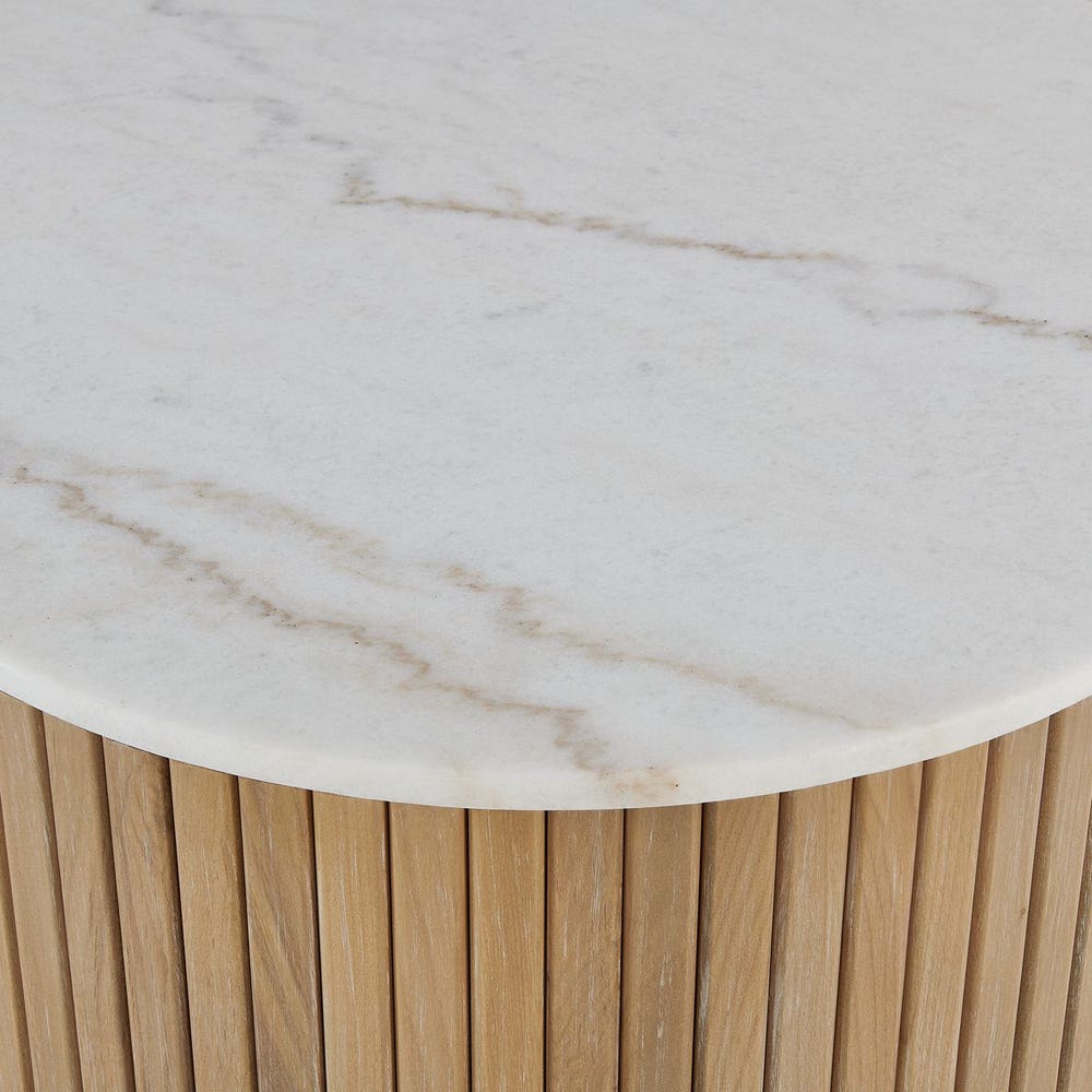 Cuturella 52 in. Wood and Marble Coffee Table