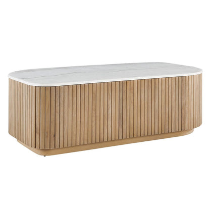 Cuturella 52 in. Wood and Marble Coffee Table