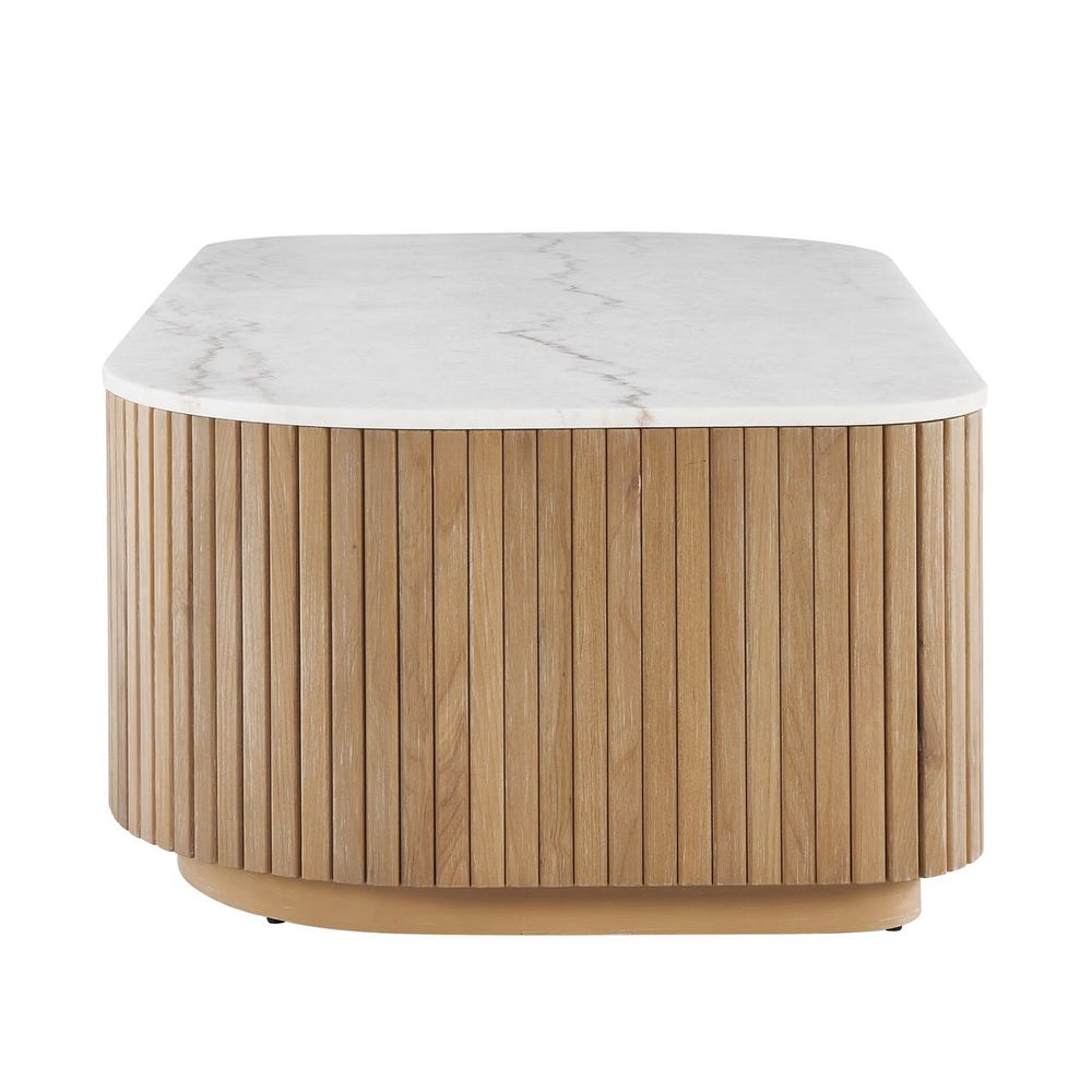 Cuturella 52 in. Wood and Marble Coffee Table