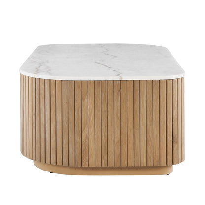 Cuturella 52 in. Wood and Marble Coffee Table