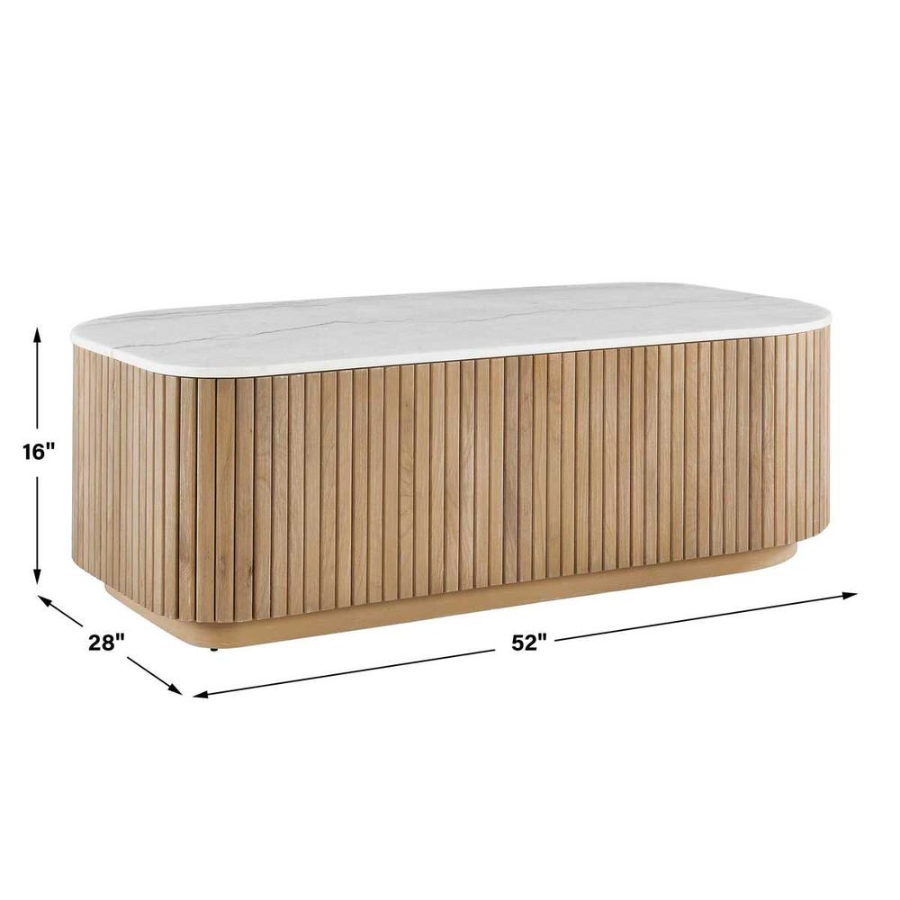 Cuturella 52 in. Wood and Marble Coffee Table