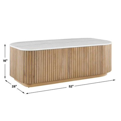 Cuturella 52 in. Wood and Marble Coffee Table