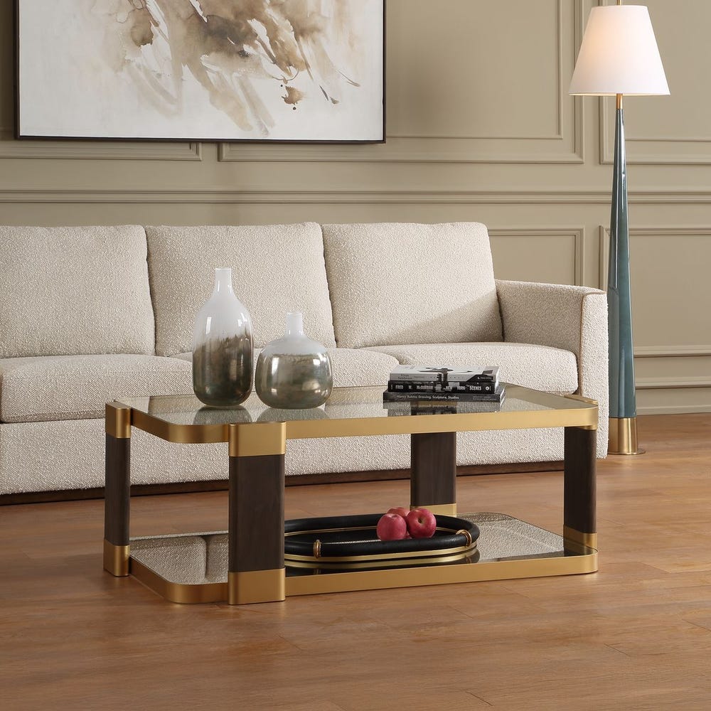 Ilenia 50 in. Walnut Veneer Legs Coffee Table