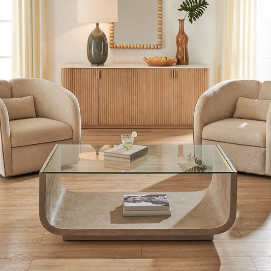 Brianza 46 in. Ash Burl and Oak Veneer Coffee Table
