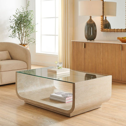Brianza 46 in. Ash Burl and Oak Veneer Coffee Table