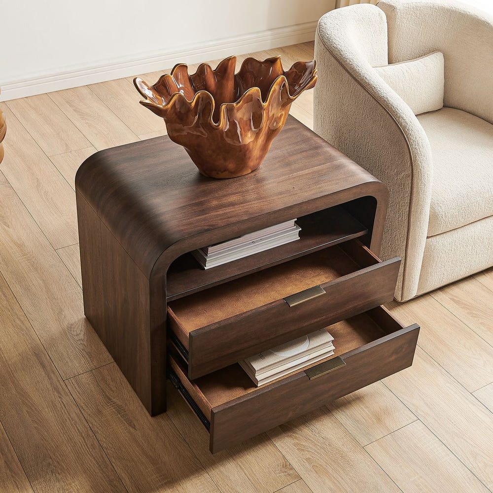 Frassene 30 in. Accacia Wood Side Table