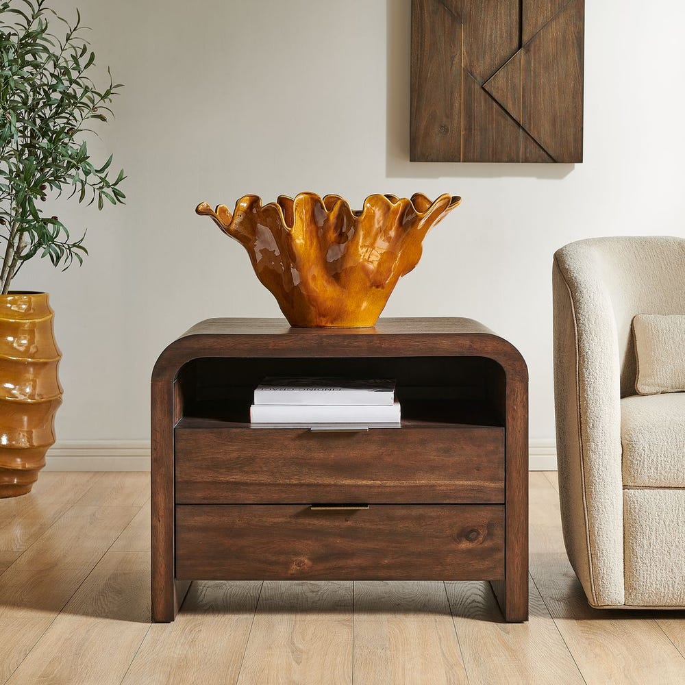 Frassene 30 in. Accacia Wood Side Table