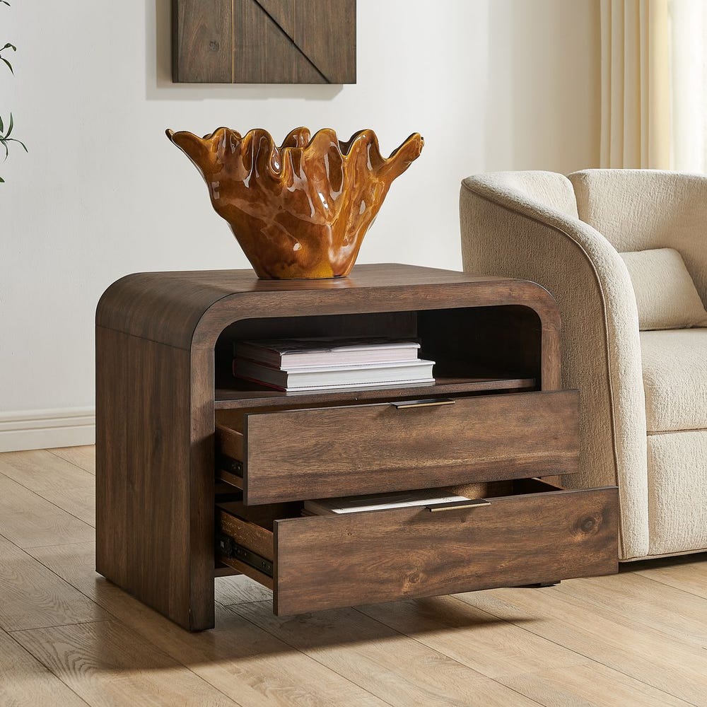 Frassene 30 in. Accacia Wood Side Table