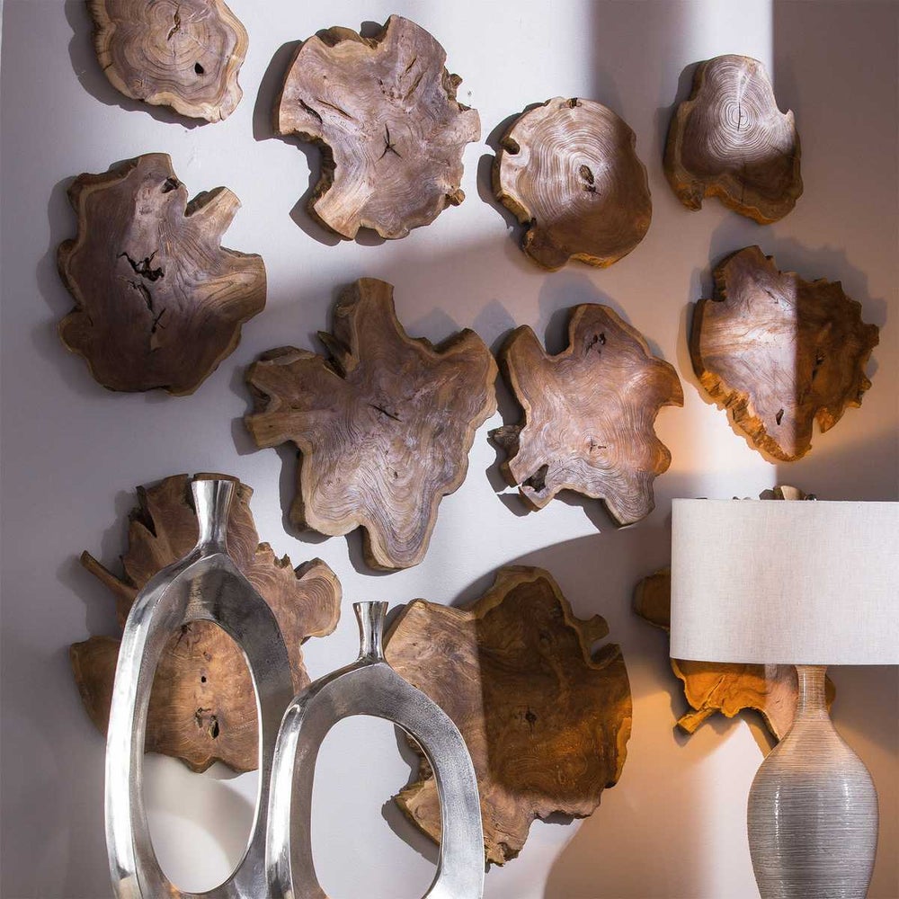 Poggio Teak Wood Outdoor Wall Decor - Set of 3