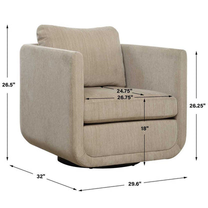 Vasto Upholstered Swivel Chair - Porcelain