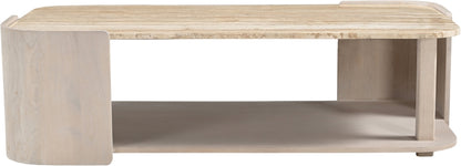 Contrada 26 in. Marble and Oak Wood Coffee Table