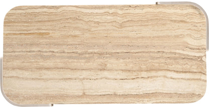 Contrada 26 in. Marble and Oak Wood Coffee Table