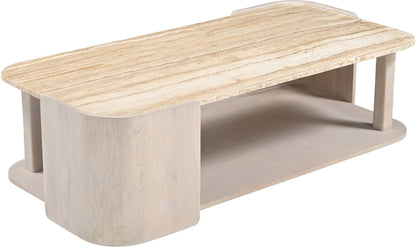Contrada 26 in. Marble and Oak Wood Coffee Table
