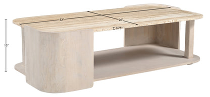 Contrada 26 in. Marble and Oak Wood Coffee Table
