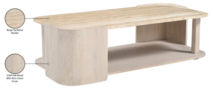 Contrada 26 in. Marble and Oak Wood Coffee Table