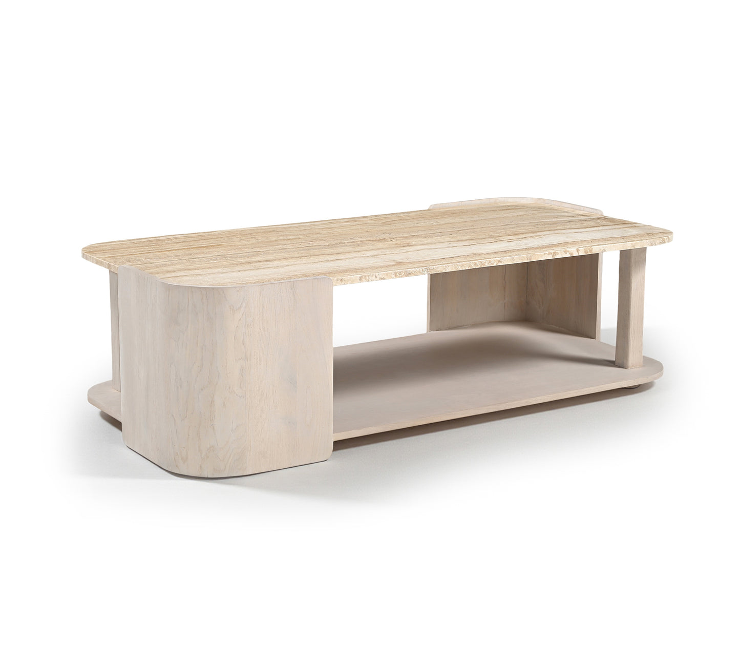 Contrada 26 in. Marble and Oak Wood Coffee Table