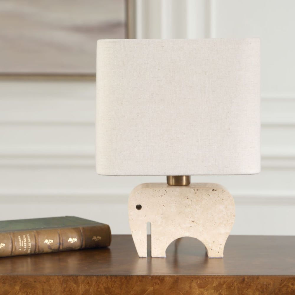 Anitrella 11 in. Travertine Table Lamp