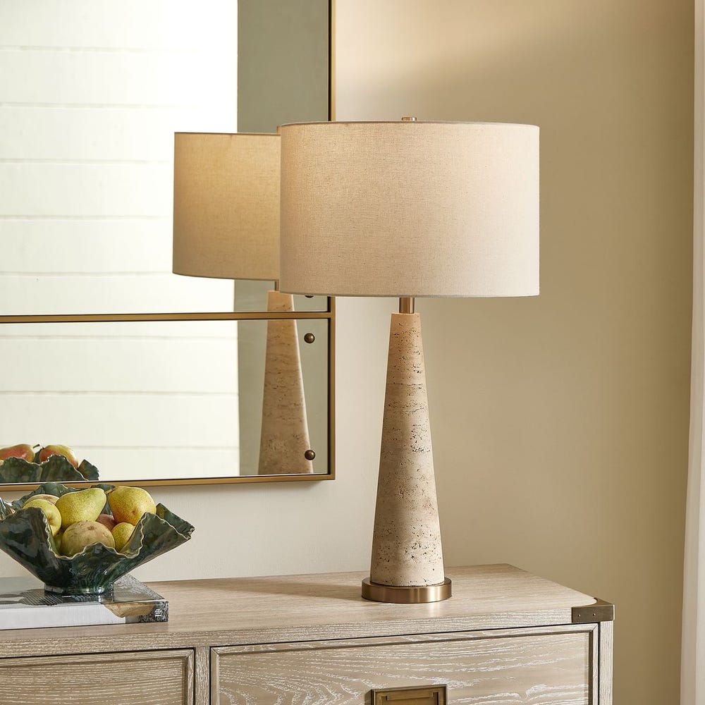 Belforte 32 in. Travertine Table Lamp