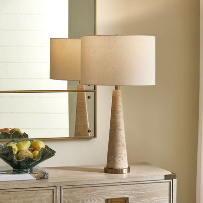 Belforte 32 in. Travertine Table Lamp