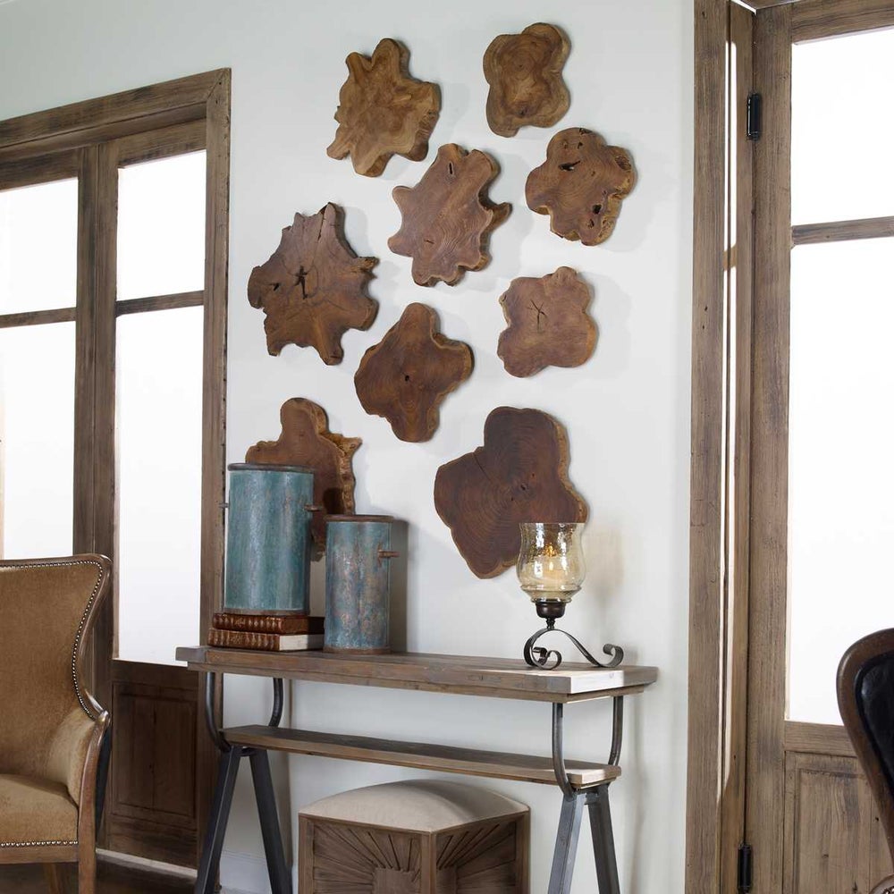 Poggio Teak Wood Outdoor Wall Decor - Set of 3