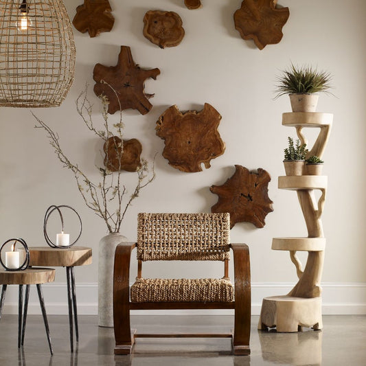 Poggio Teak Wood Outdoor Wall Decor - Set of 3