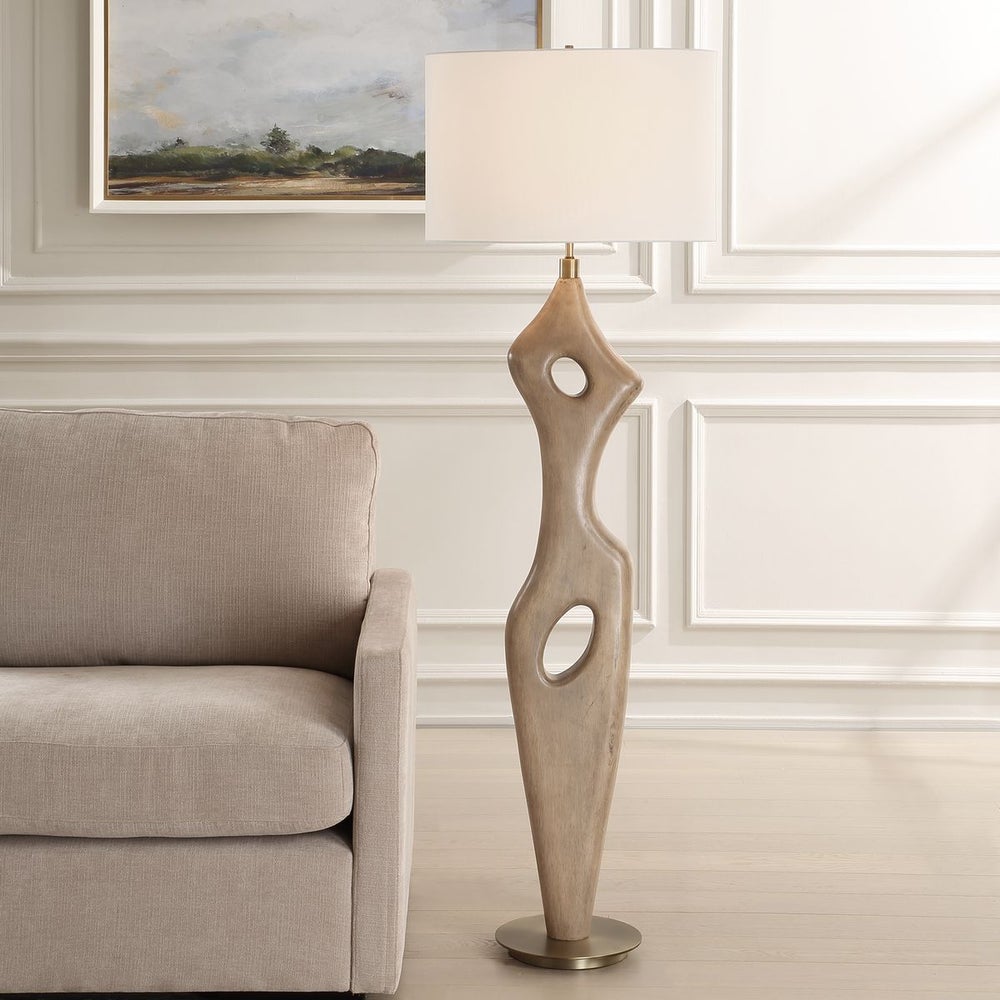 Notaresco 66 in. Wood Base Floor Lamp