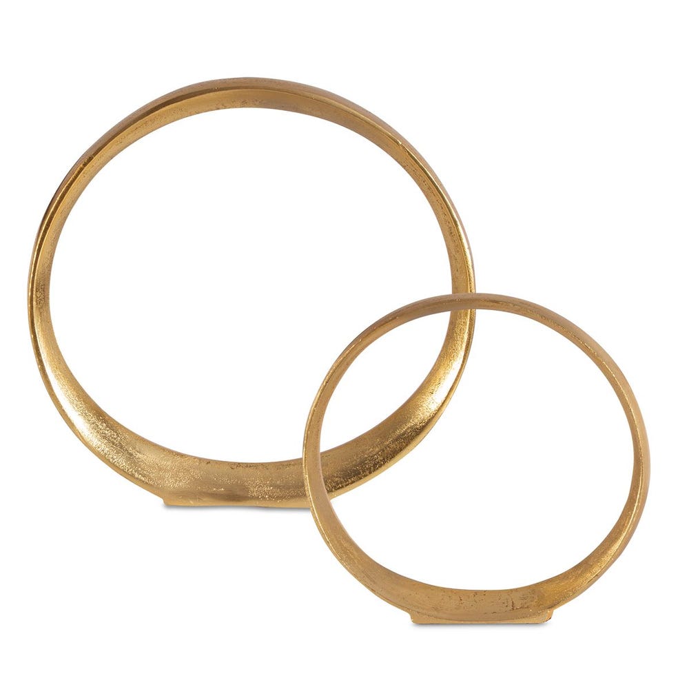 Marianne Gold Ring Sculptures - Set of 2