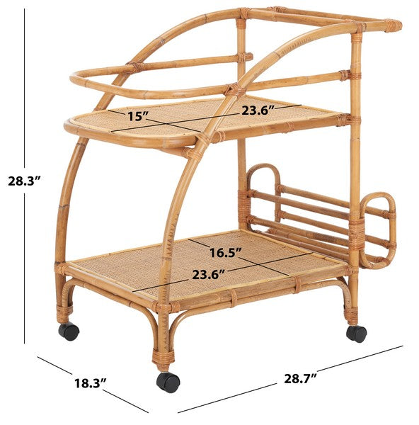 Guantai 29 in. Rattan Bar Cart