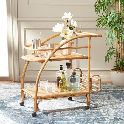 Guantai 29 in. Rattan Bar Cart