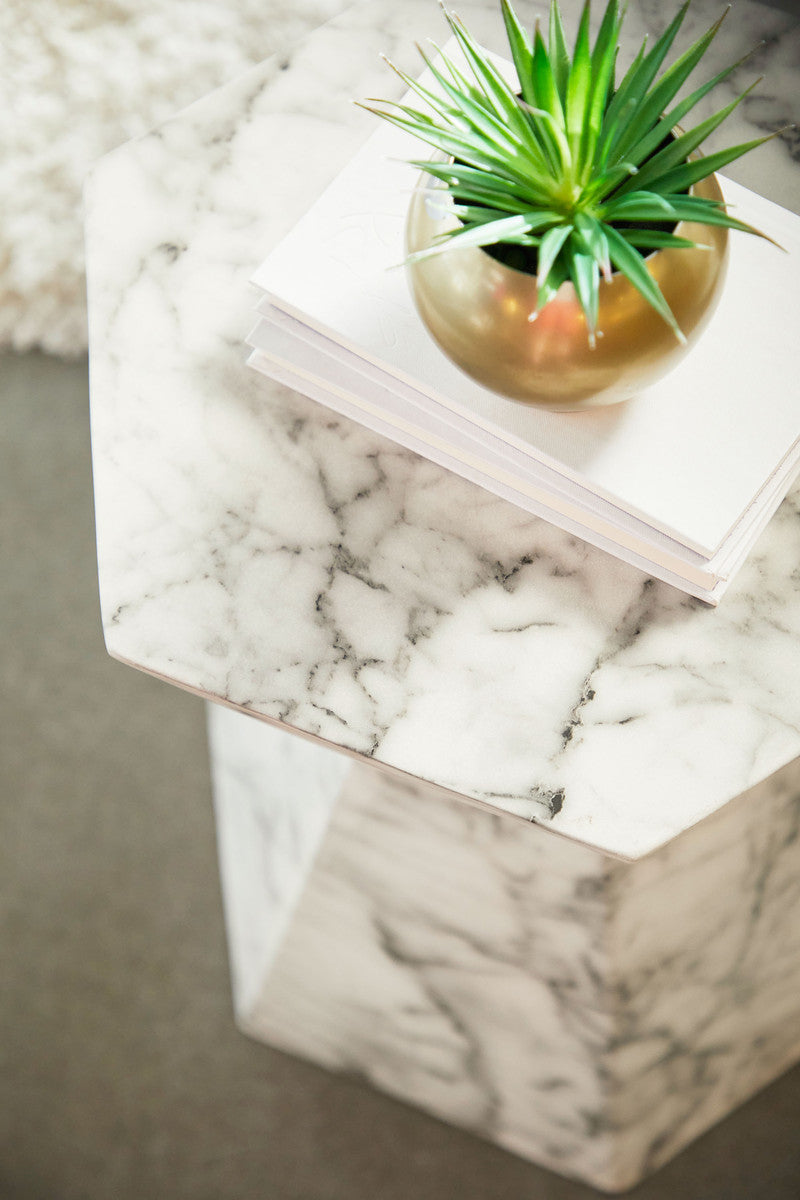 Perino 19 in. Concrete Accent Table - Ivory Marble