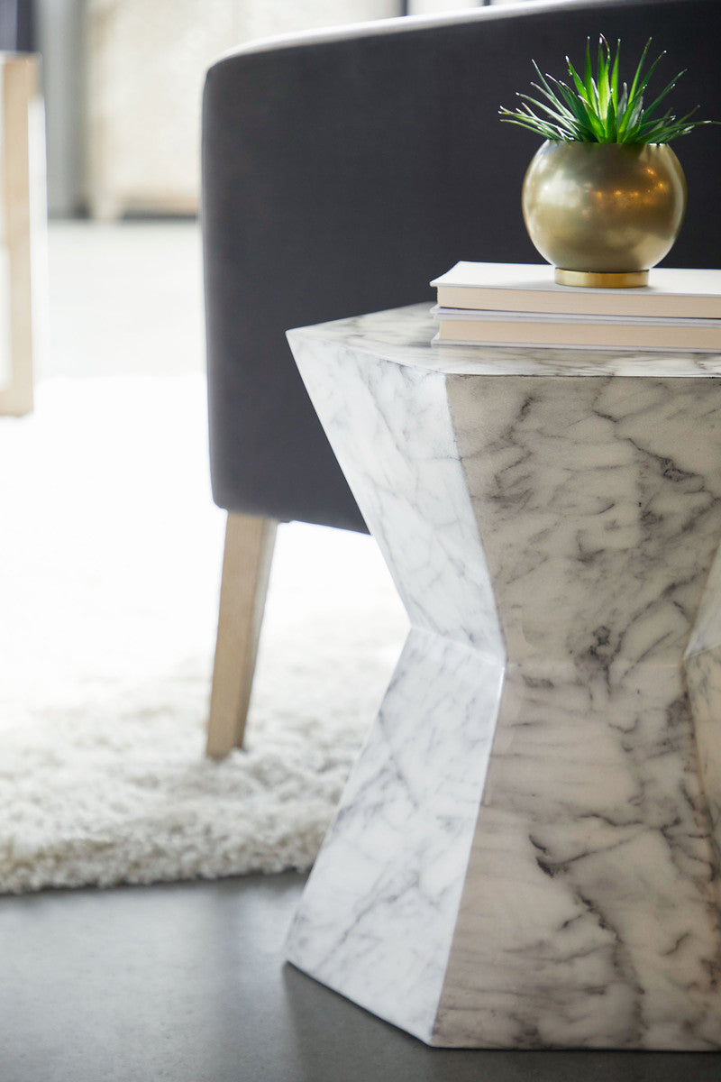 Perino 19 in. Concrete Accent Table - Ivory Marble