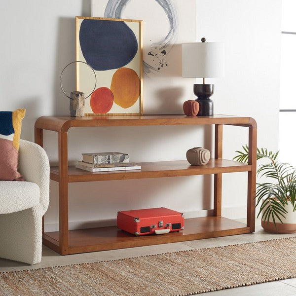 Glorie 53 in. Rubberwood Console Table - Walnut