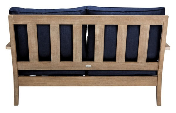 Tauriano 57 in. Eucalyptus Wood Outdoor Loveseat - Navy
