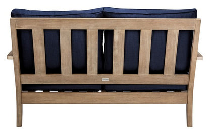 Tauriano 57 in. Eucalyptus Wood Outdoor Loveseat - Navy
