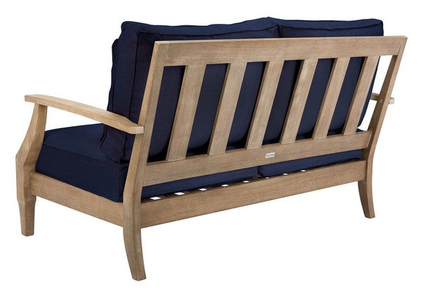 Tauriano 57 in. Eucalyptus Wood Outdoor Loveseat - Navy