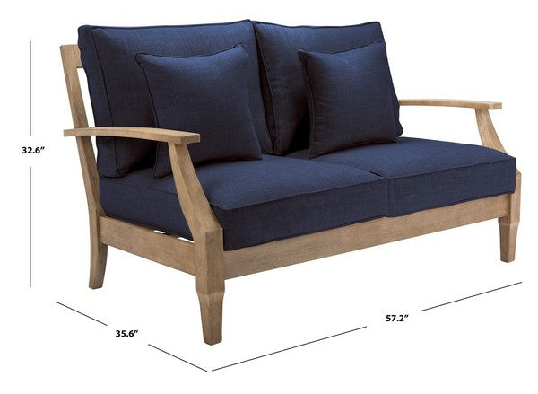 Tauriano 57 in. Eucalyptus Wood Outdoor Loveseat - Navy