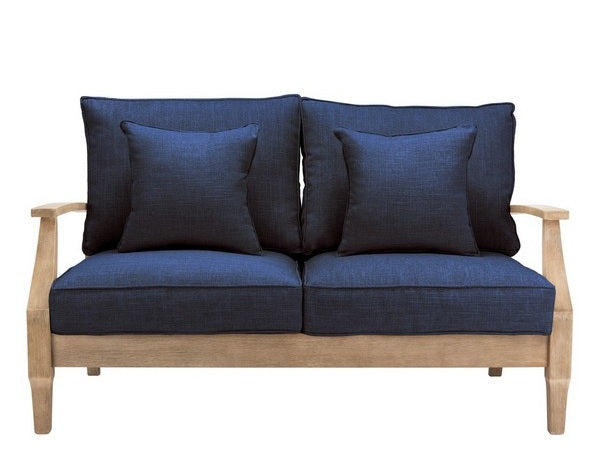 Tauriano 57 in. Eucalyptus Wood Outdoor Loveseat - Navy