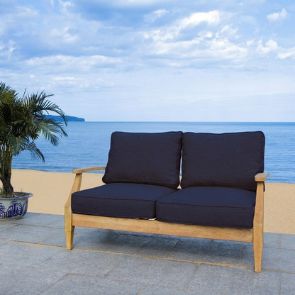 Tauriano 57 in. Eucalyptus Wood Outdoor Loveseat - Navy